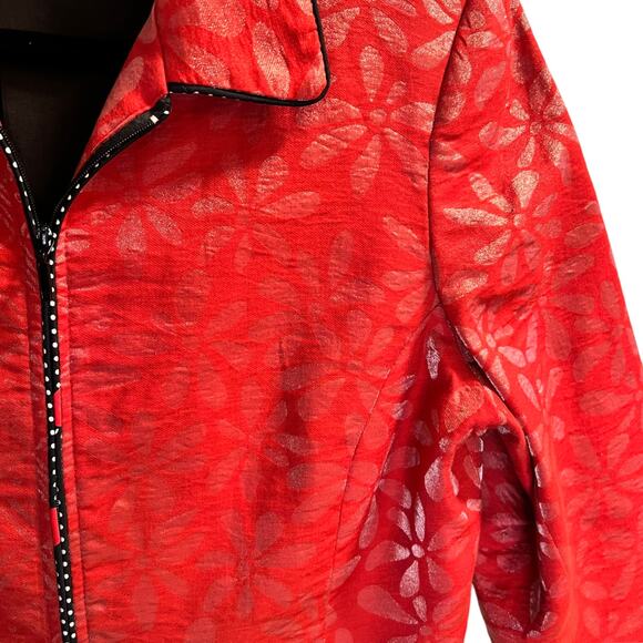 Vintage Canvas Backs Women's Pattern Zip Up Jacket Long Sleeve Pockets Sz 6 Red - Picture 6 of 12